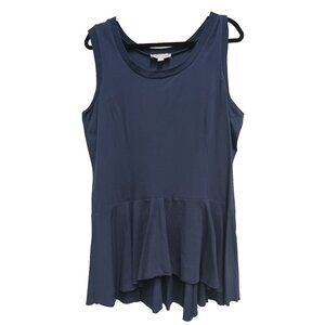 Kathleen Kirkwood Womens Tunic Tank Top Size 1X Navy Blue Ruffle Capsule Carrier